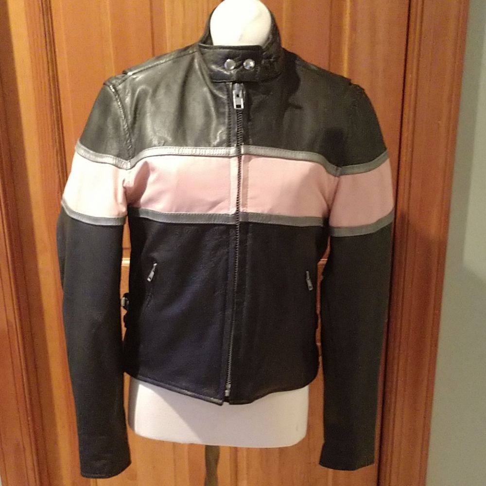 Pink and Black Leather Jacket Size Medium